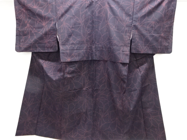 JAPANESE KIMONO / ANTIQUE KIMONO / SILK / TSUMUGI / WOVEN FLOWER